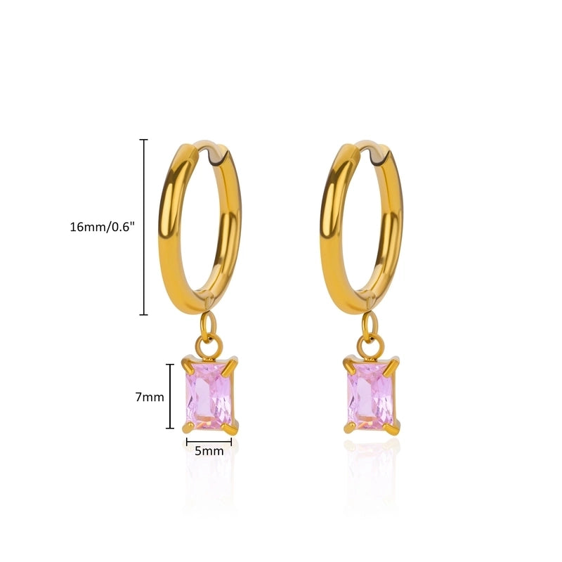 1 Pair Elegant Streetwear Geometric Plating 304 Stainless Steel Zircon Drop Earrings