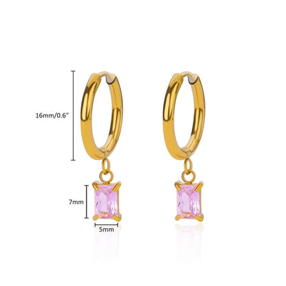 1 Pair Elegant Streetwear Geometric Plating 304 Stainless Steel Zircon Drop Earrings