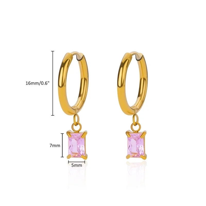 1 Pair Elegant Streetwear Geometric Plating 304 Stainless Steel Zircon Drop Earrings