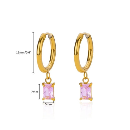 1 Pair Elegant Streetwear Geometric Plating 304 Stainless Steel Zircon Drop Earrings