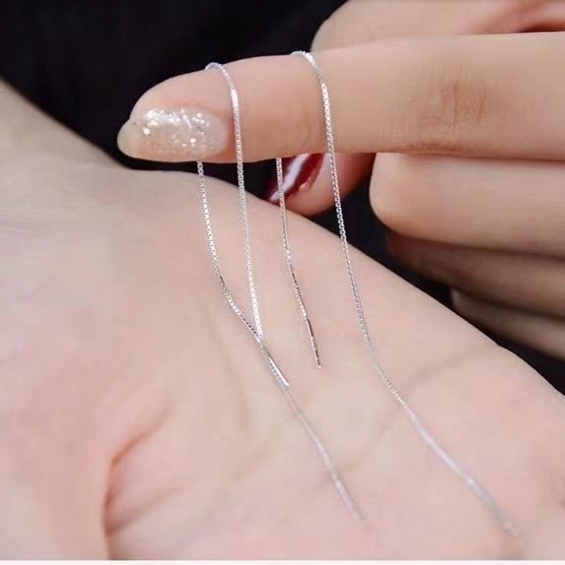 1 Pair Elegant Solid Color Copper Threader Earrings