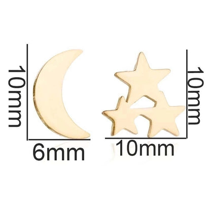 1 Pair Fashion Star Moon Tree Plating Hollow Out 304 Stainless Steel 18K Gold Plated Ear Studs
