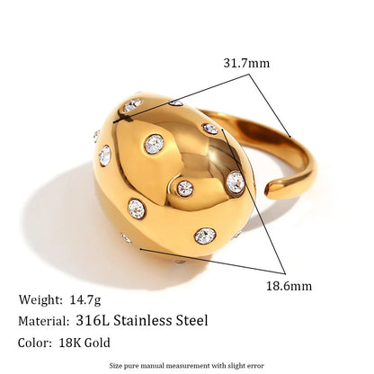 Fashion Niche Circle Geometric Stainless Steel 18K Gold Plated Rings