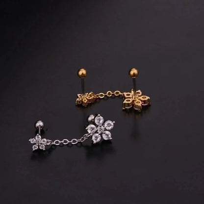 Ear Cartilage Rings & Studs Flower 316L Stainless Steel Copper Inlaid Zircon Zircon