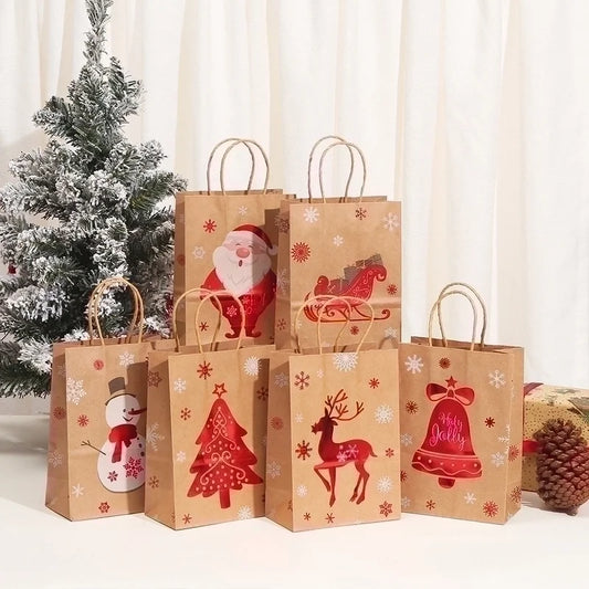 Christmas Cartoon Style Cartoon Brown Paper Christmas Party Gift Bags