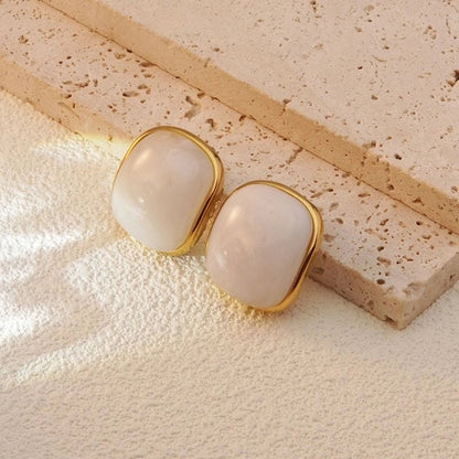 1 Pair Classic Style Streetwear Quadrilateral Three-dimensional 304 Stainless Steel Resin 18K Gold Plated Ear Studs