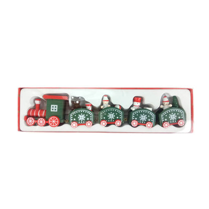Christmas Wooden Train For Children Kindergarten Christmas Holiday Gift Window Display