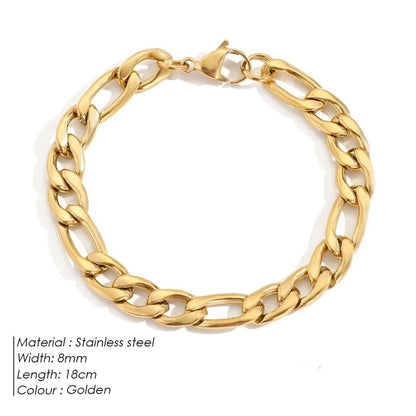 Hip-Hop Geometric 304 Stainless Steel Figaro Chain Bracelets In Bulk