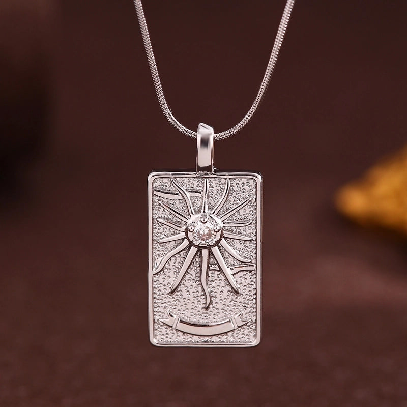 Vintage Style Minimalist Sun Moon Titanium Steel Copper Plating Pendant Necklace