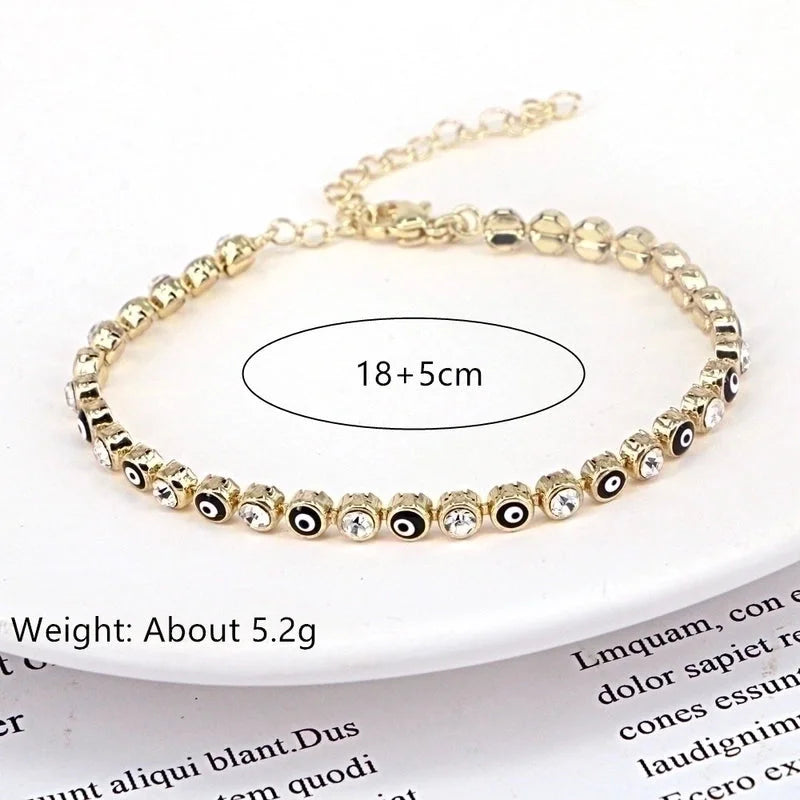 European And American New Fashion Copper Chain Inlaid Zircon Oil Dripping Devil\'s Eye Bracelet