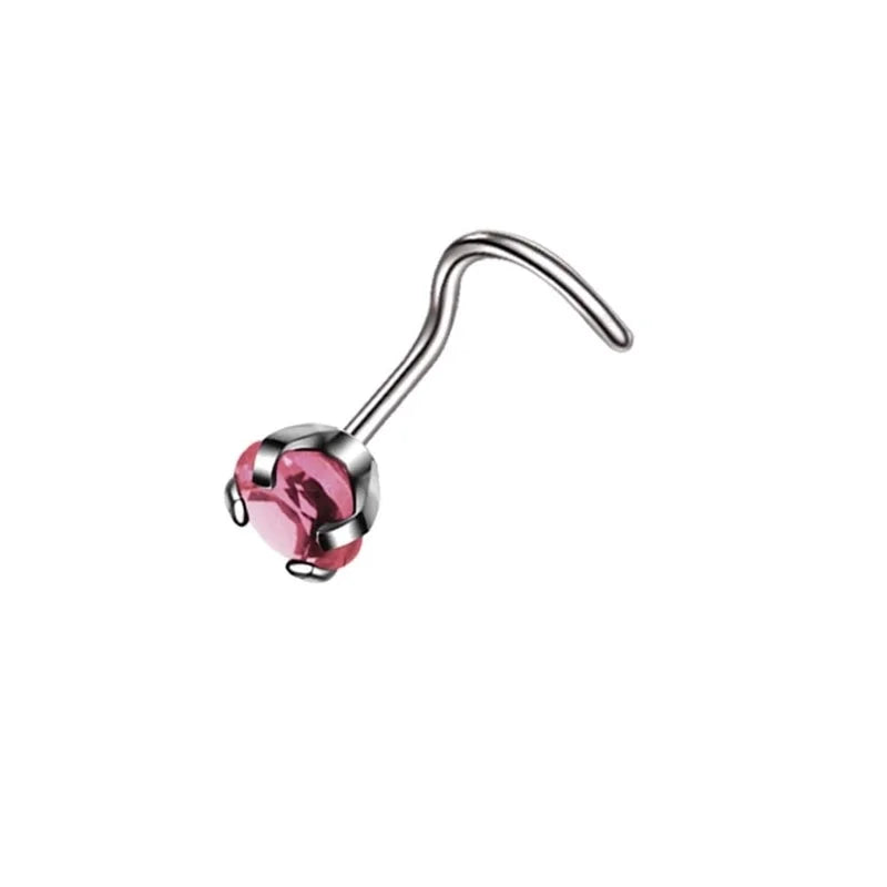 Fashion Solid Color Stainless Steel Inlay Zircon Nose Studs 1 Piece