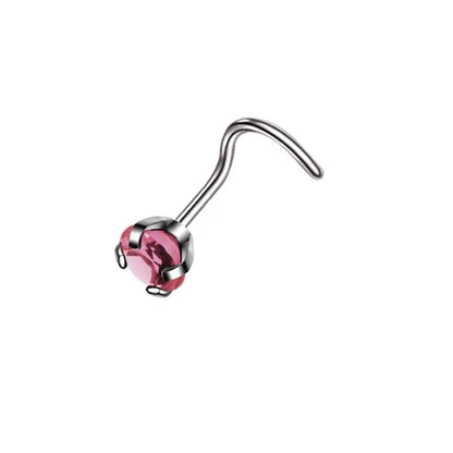 Fashion Solid Color Stainless Steel Inlay Zircon Nose Studs 1 Piece