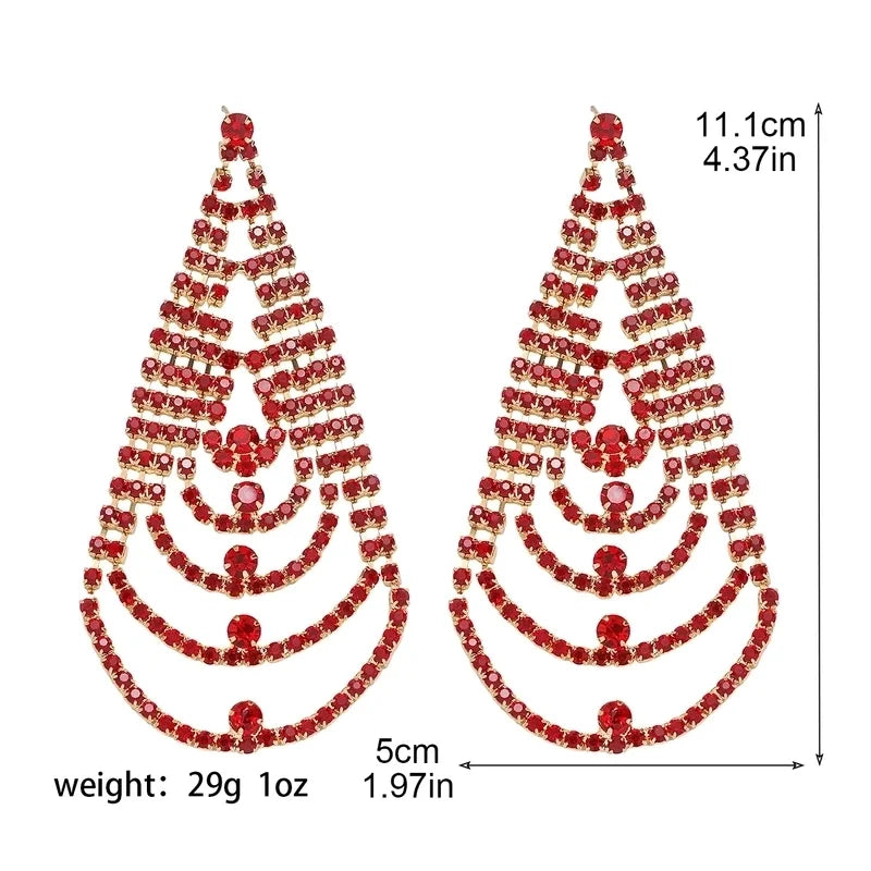 1 Pair Shiny Christmas Tree Inlay Copper Rhinestones Drop Earrings