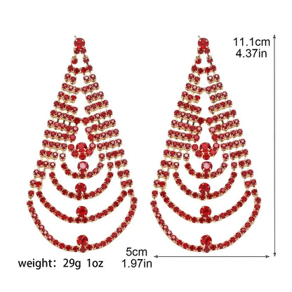 1 Pair Shiny Christmas Tree Inlay Copper Rhinestones Drop Earrings