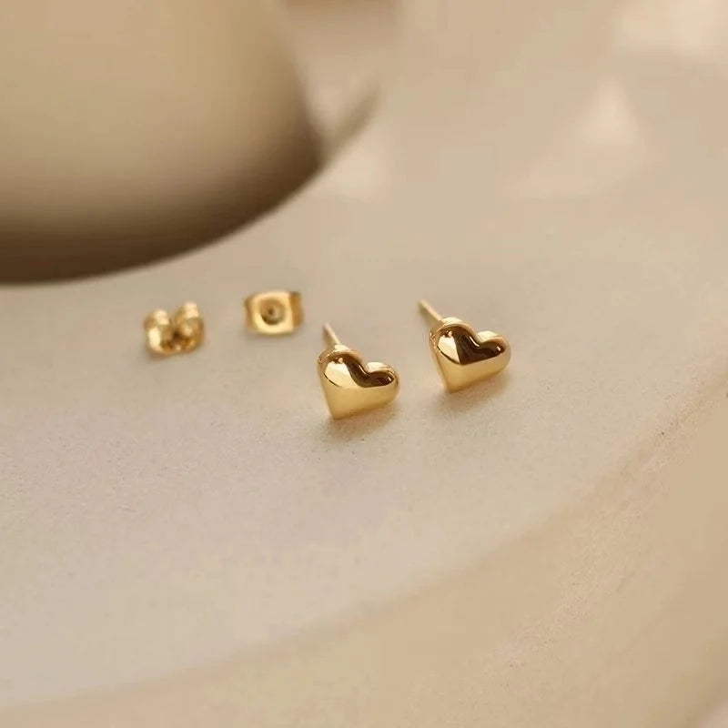 1 Pair Fashion Heart Shape Plating 304 Stainless Steel 18K Gold Plated Stainless Steel Earrings