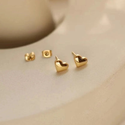 1 Pair Fashion Heart Shape Plating 304 Stainless Steel 18K Gold Plated Stainless Steel Earrings