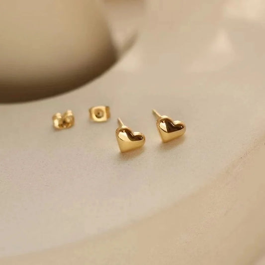 1 Pair Fashion Heart Shape Plating 304 Stainless Steel 18K Gold Plated Stainless Steel Earrings
