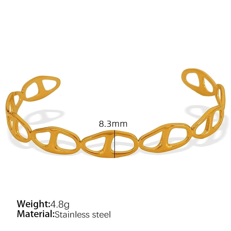 Titanium Steel 18K Gold Plated IG Style Cool Style Plating Circle Waves Bangle