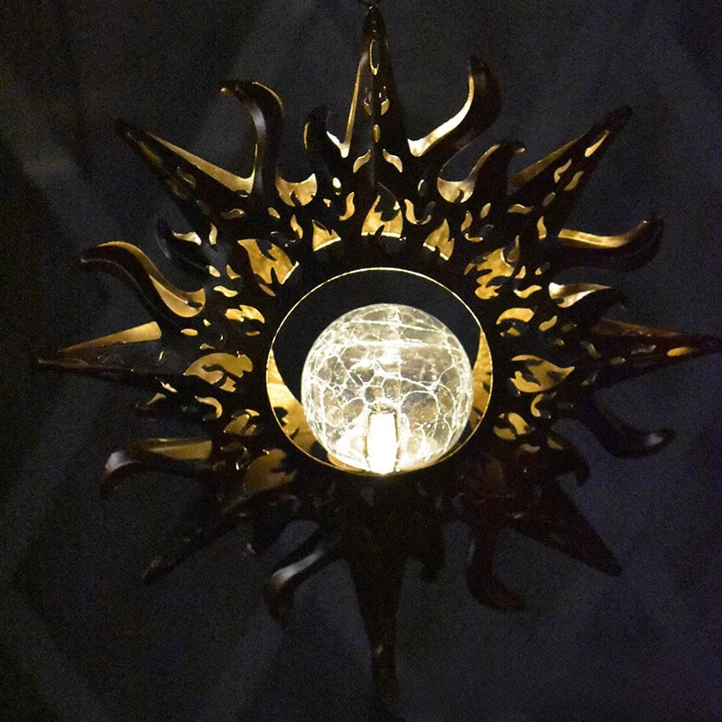 Solar Wind Bell Lamp Iron Lamp Hanging Wind Bell Lamp Outdoor Landscape Lamp Sun Moon Wind Bell