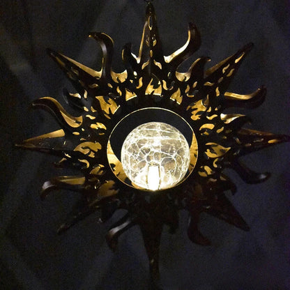 Solar Wind Bell Lamp Iron Lamp Hanging Wind Bell Lamp Outdoor Landscape Lamp Sun Moon Wind Bell