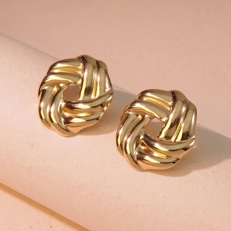 1 Pair Minimalist Commute Geometric 304 Stainless Steel Imitation Gold Ear Studs