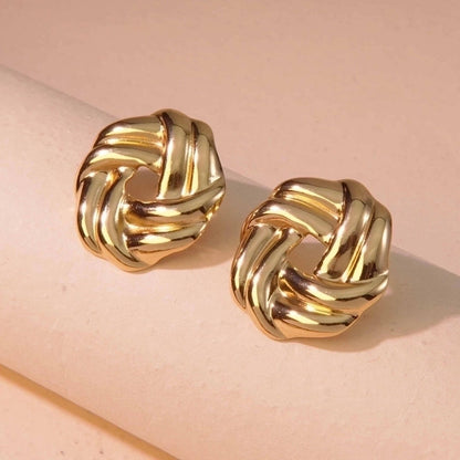 1 Pair Minimalist Commute Geometric 304 Stainless Steel Imitation Gold Ear Studs