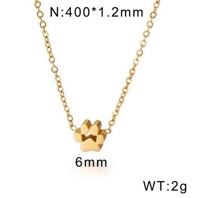 Minimalist Korean Style Animal Paw Print Titanium Steel 18K Gold Plated Plating Bracelets Earrings Necklace