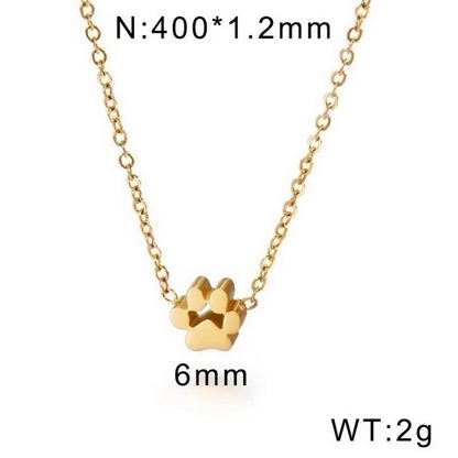 Minimalist Korean Style Animal Paw Print Titanium Steel 18K Gold Plated Plating Bracelets Earrings Necklace