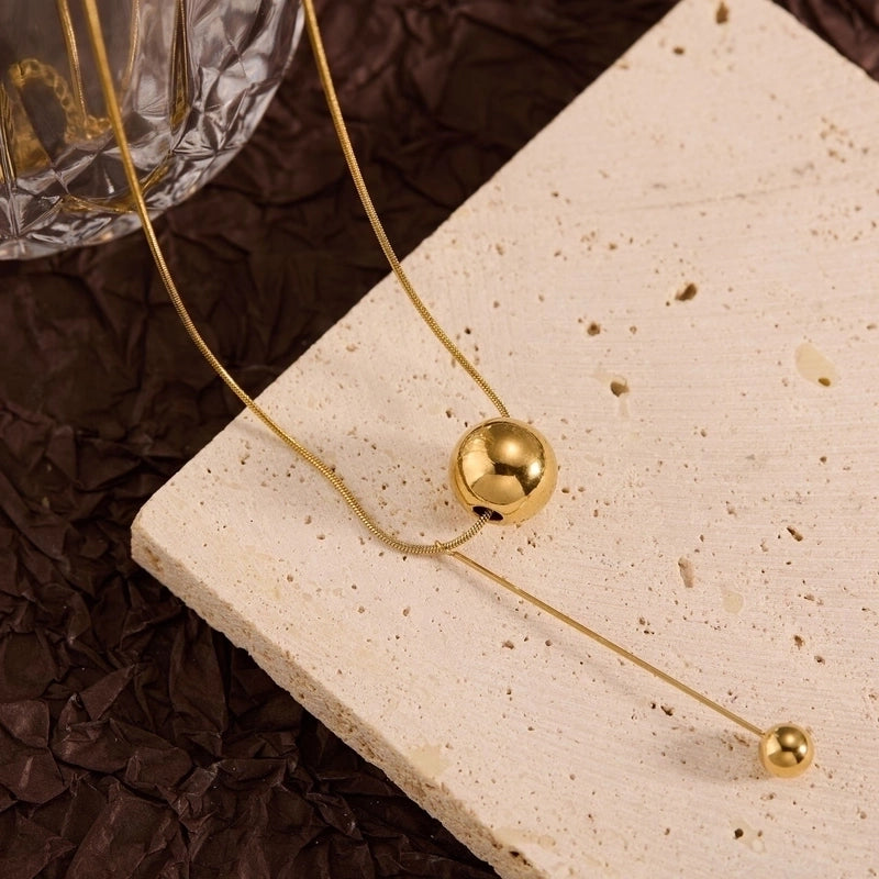 Titanium Steel Copper Leaf Heart Shape Pendant Necklace