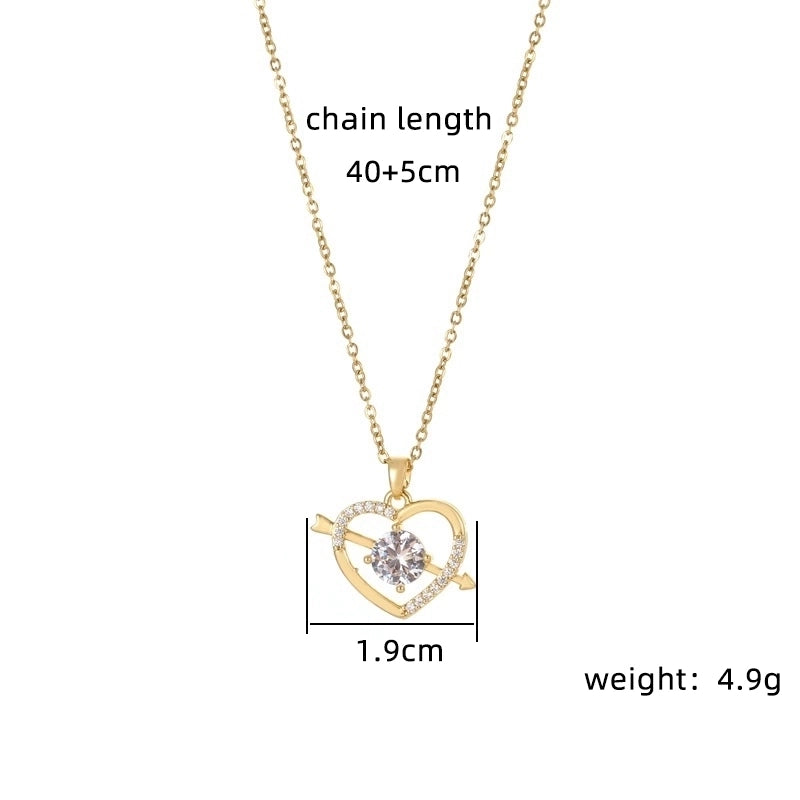 Copper 18K Gold Plated Plating Inlay Double Ring Letter Zircon Necklace