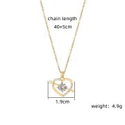 Copper 18K Gold Plated Plating Inlay Double Ring Letter Zircon Necklace