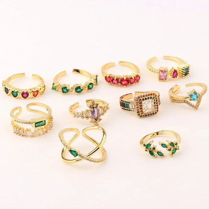 Women Metal Butterfly Geometric Copper Electroplating Rings