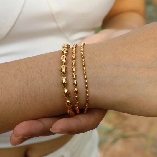 Minimalist Solid Color Stainless Steel Gold Plated Bracelets In Bulk