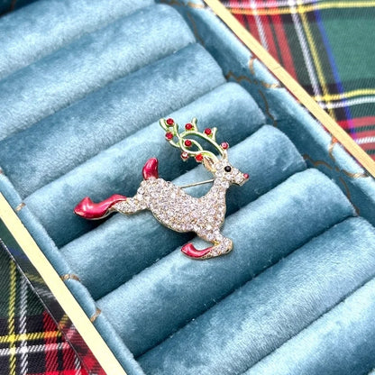 Elegant Streetwear Elk Alloy Inlay Zircon Women's Brooches