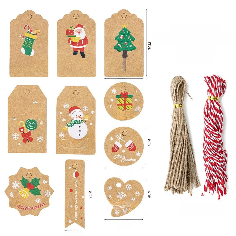 Christmas Fashion Christmas Tree Santa Claus Snowman Kraft Paper Party Hanging Ornaments