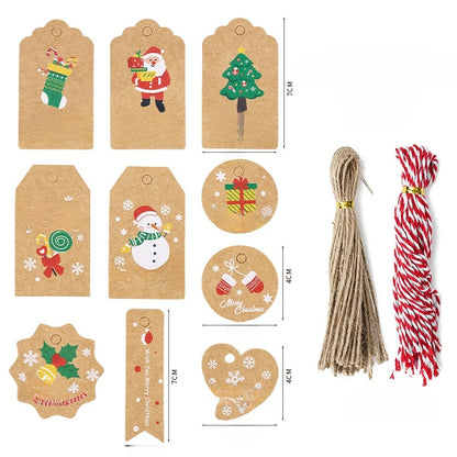 Christmas Fashion Christmas Tree Santa Claus Snowman Kraft Paper Party Hanging Ornaments