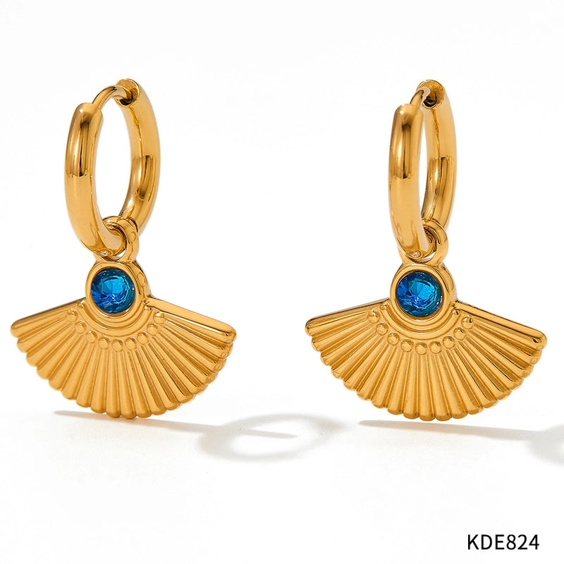 1 Pair Retro Sector Plating Inlay 304 Stainless Steel Zircon 16K Gold Plated White Gold Plated Gold Plated Earrings