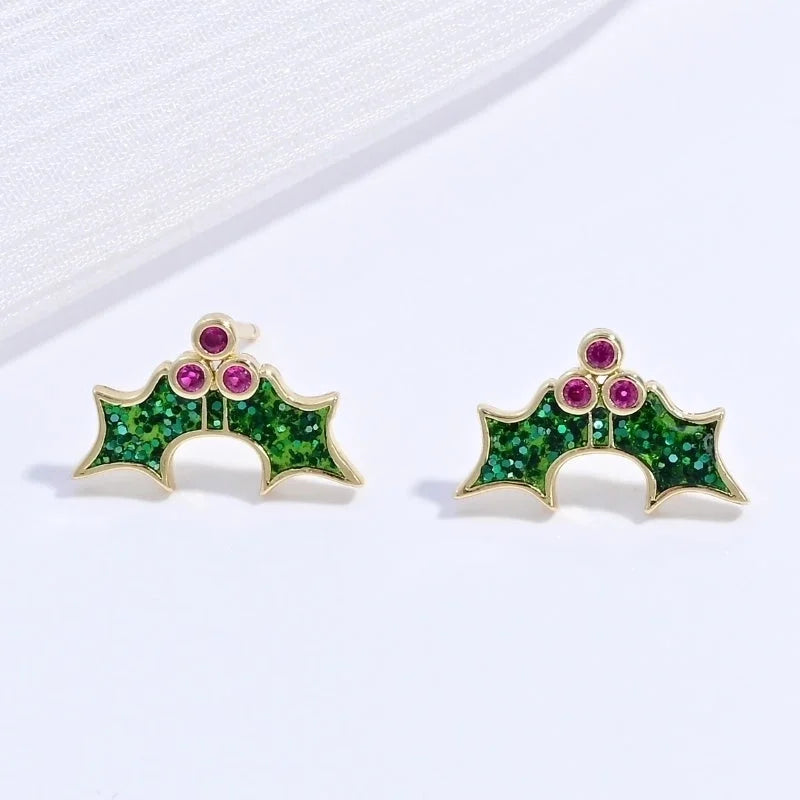 1 Pair Casual Sweet Minimalist Ice Cream Cherry Pineapple Enamel Copper Zircon 18K Gold Plated Ear Studs