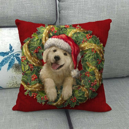 Christmas Nordic Style Modern Style Classic Style Christmas Tree Santa Claus Dog Linen Pillow Cases Couch & Sofa Decor