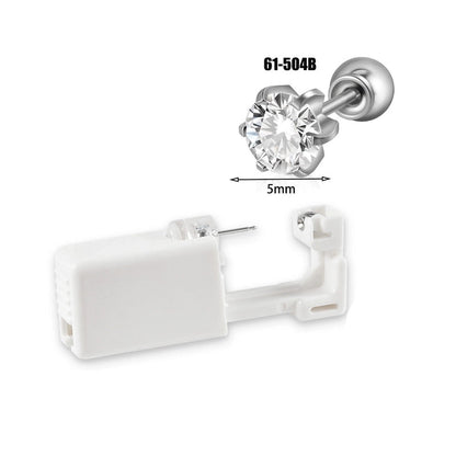 1 Piece Hawaiian Tropical Round Flower Butterfly Inlay 316 Stainless Steel Zircon 24K Gold Plated Cartilage Earrings