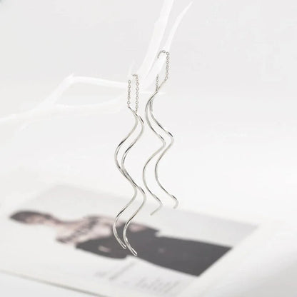 Korean Style S-shaped Long Tassel Earrings Curved Twisted Spiral Earrings