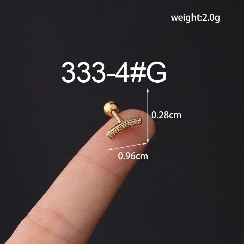 Ear Cartilage Rings & Studs Fashion Geometric Copper Plating Artificial Gemstones