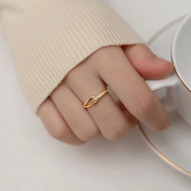 Titanium Steel 18K Gold Plated Minimalist Inlay Solid Color Rhinestones Rings