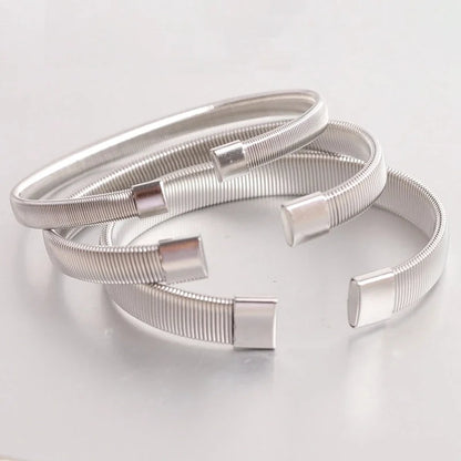 Minimalist Solid Color Titanium Steel Plating Cuff Bracelets