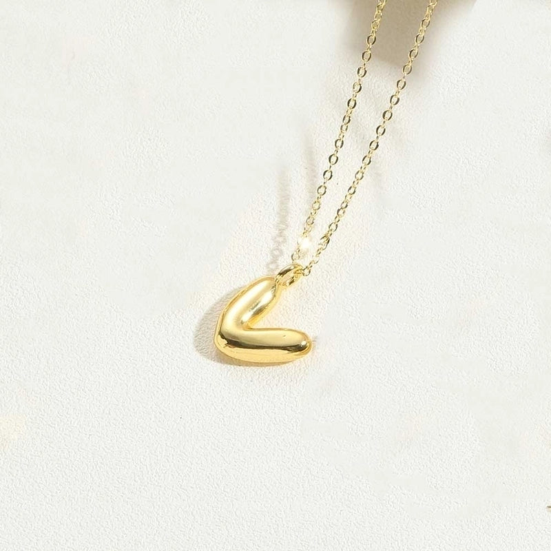 Copper 14K Gold Plated Minimalist Letter Pendant Necklace