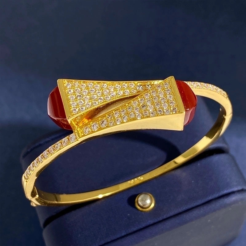 Commute Geometric Copper Inlay Zircon Bangle