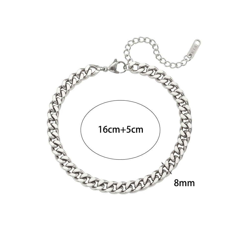 Women Fashion Stripe Geometric Stainless Steel 18K Gold Plated Bracelets