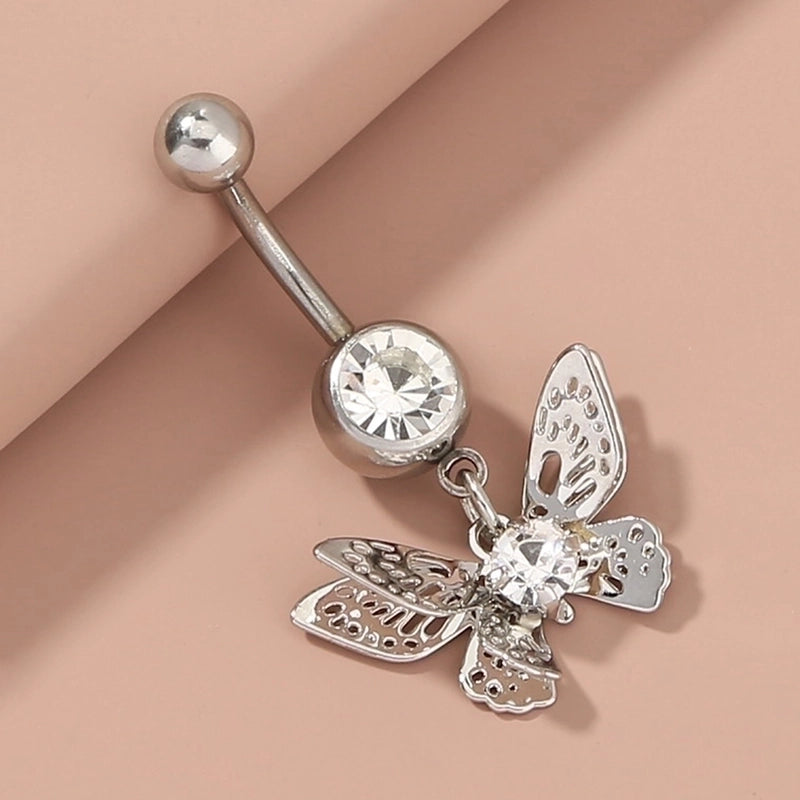 Fashion Butterfly Shell Snowflake Stainless Steel Grommet Eyelet Rhinestones Belly Ring 1 Piece