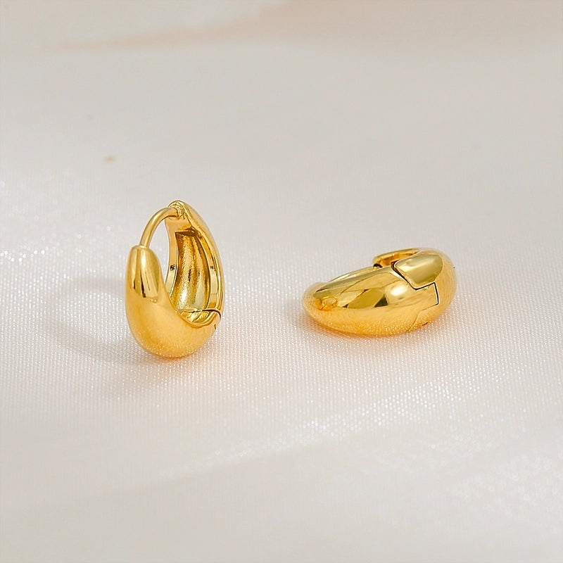 1 Pair Basic O-Shape Round 304 Stainless Steel 18K Gold Plated Earrings