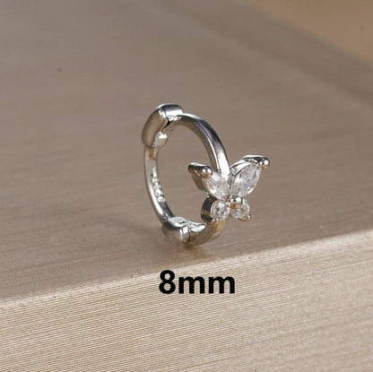 1 Piece Minimalist Color Block Butterfly Plating Copper Huggie Earrings